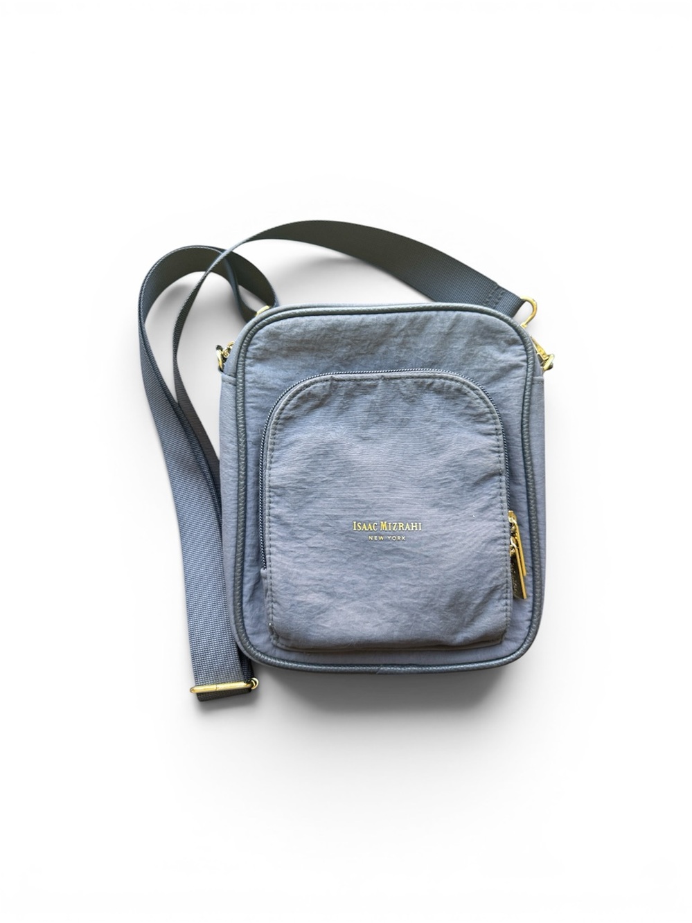 Isaac Mizrahi Navy Crossbody Bag with Gold Hardware